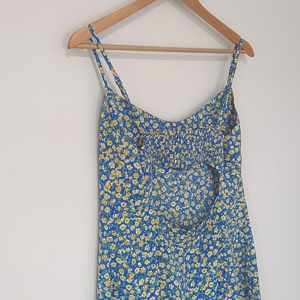 Lulus Blue Floral Print Cutout Midi Dress - Picture 9 of 12